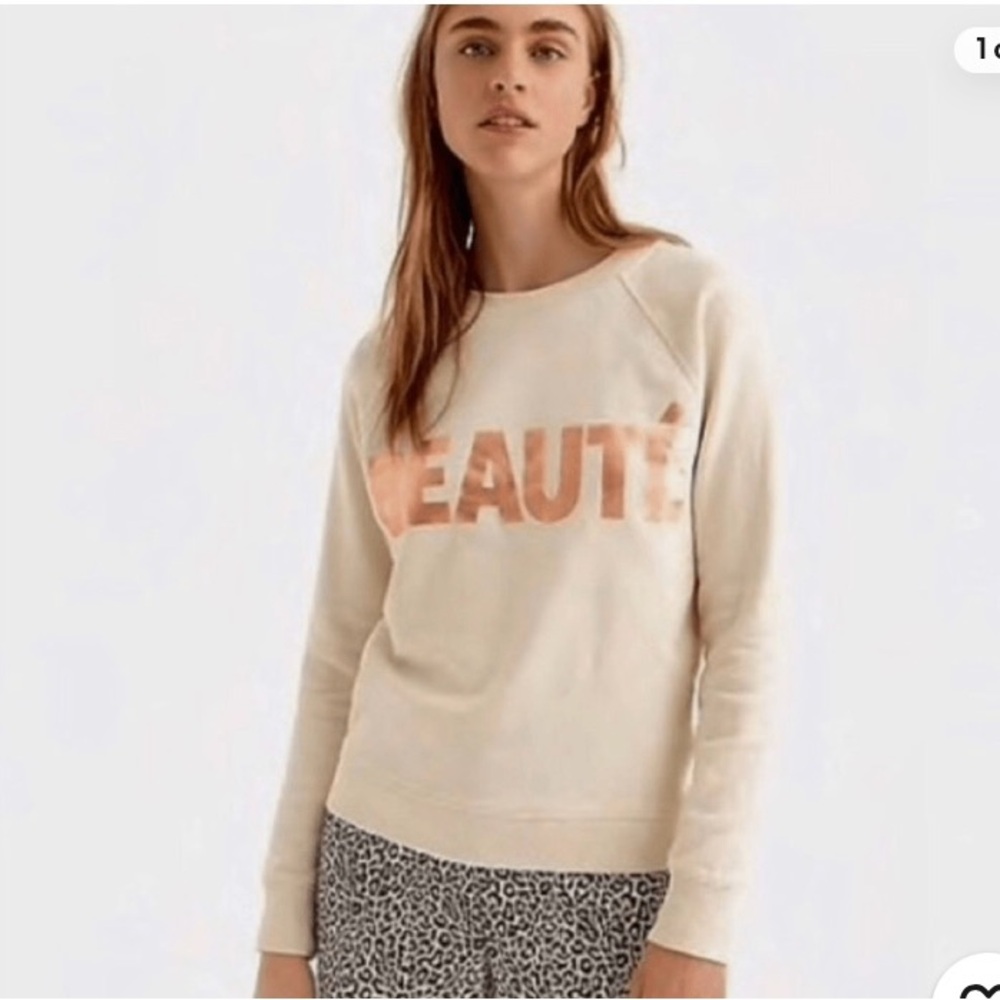 J. Crew Beaute Crewneck Sweatshirt Rose Gold Graphic Size Medium